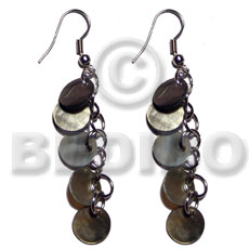 Dangling 5 pcs. 10mm round Shell Earrings