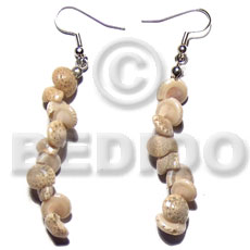 hand made Dangling round white bonium shells Shell Earrings