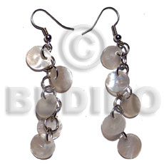 Dangling 5 pcs.10mm round naturalhammershell Shell Earrings