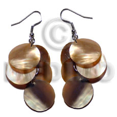 dangling 5 pcs. round 15mm brownlip - Shell Earrings