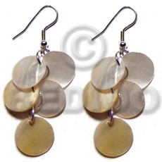 hand made Dangling 5 pcs..round 12mm mop Shell Earrings