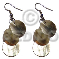 dangling 3pcs. round 15mm blacklip - Shell Earrings