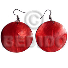 dangling 30mm fushia pink red hammershell - Shell Earrings