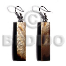 dangling 40mmx10mm brownlip tiger bar  5mm black resin backing - Shell Earrings