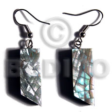 Dangling 28mmx10mm green shell bar Shell Earrings