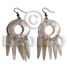 dangling 30mm ring hammershell  38mmx8mm hammershell sticks - Shell Earrings