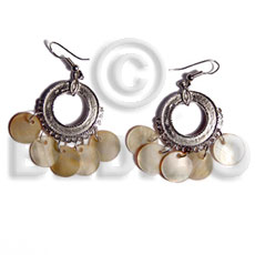 hand made Dangling 12mm round mop in Shell Earrings
