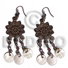 Dangling 10mm round hammershells in Shell Earrings