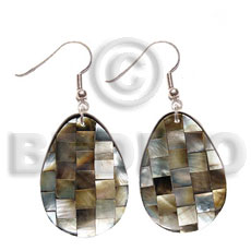 Dangling 35mmx30mm teardrop brownlip blocking Shell Earrings