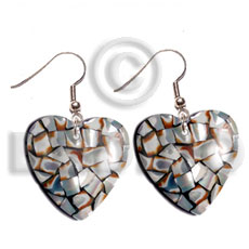hand made Dangling heart 35mm laminated cowrie Shell Earrings