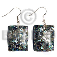 Dangling 25mmx20mm rectangular paua shells Shell Earrings