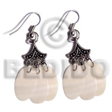 dangling 3 pcs. 20mmx12mm kabibe oval in oxidized metal - Shell Earrings