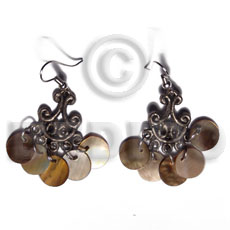 hand made Dangling 5 pcs. 10mm round Shell Earrings