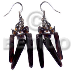 hand made Dangling 3 pcs. 40mmx8mm blacktab Shell Earrings