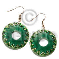 Dangling 35mm round ring kabibe Shell Earrings