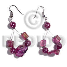 Dangling floating lavender kabibe shell Shell Earrings