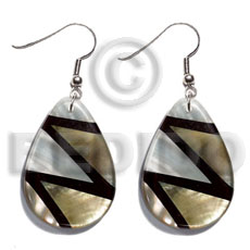 Dangling 40mmx30mm teardrop laminated kabibe Shell Earrings