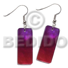 Dangling 20mmx8mm rectangular two tone Shell Earrings