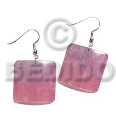 Dangling 25mm square hammershell pendant Shell Earrings