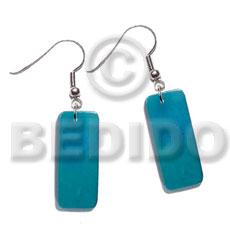 dangling 20mmx8mm rectangular two tone blue-green combination kabibe shell - Shell Earrings