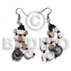 Dangling 3 rows floating white Shell Earrings