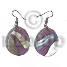 dangling  35mmx42mm teardrop MOP / magenta resin combination pendant  thick resin backing - Shell Earrings