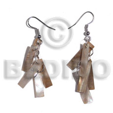 hand made Dangling 5 pcs. brownlip bars Shell Earrings