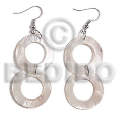 hand made Dangling round 30mm hammershell rings Shell Earrings