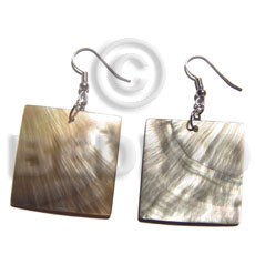 Dangling square 30mm blacklip shells Shell Earrings