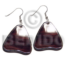 dangling 35mm blacktab shell pendant embellished  elevated /embossed metallic silver edges - Shell Earrings