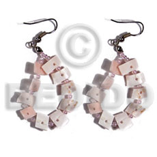 hand made Dangling floating pink rose Shell Earrings
