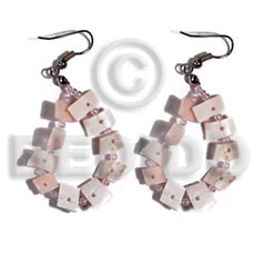 Dangling floating pink rose Shell Earrings