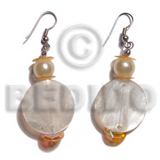 Dangling 25mm round hammershells Shell Earrings