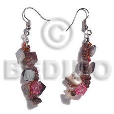 hand made Dangling rainbow hammersqhell sq. cut Shell Earrings