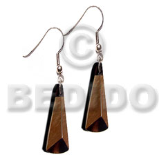 Dangling 40mmx15mm 3 sided brownlip Shell Earrings