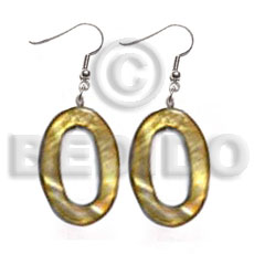 dangling 30mmx20mm oval laminated high gloss golden amber kabibe shell rings ( 13 pcs.) - Shell Earrings