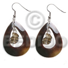 Dangling 35mmx30mm teardrop blacktab ring Shell Earrings