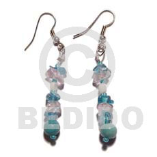 Dangling troca w. crystal nuggets Shell Earrings