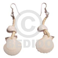 dangling white piktin  moonshell - Shell Earrings