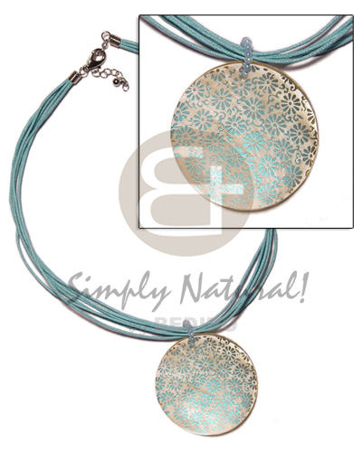 6 layer aqua blue wax Shell Necklace