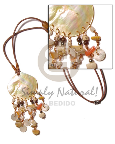 hand made 45mm mop dangling Shell Necklace