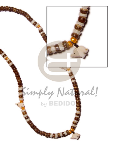 hand made 4-5mm coco pokalet. natural brown Shell Necklace