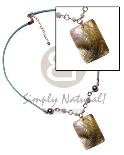 hand made 40mm rectangular blacklip pendant Shell Necklace