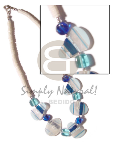 Painted striped capiz crystals Shell Necklace