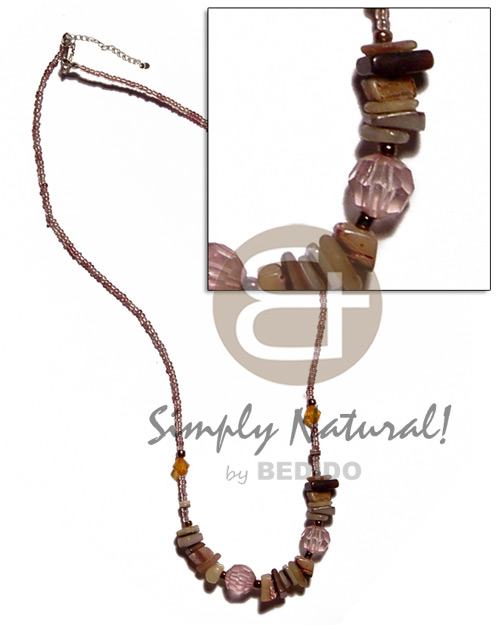 hand made Brownlip nuggets acrylic crytals Shell Necklace