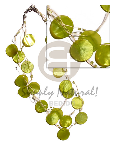 3 rows raffia in graduated Shell Necklace
