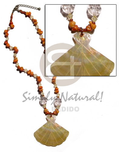 hand made Corals acrylic crystals combination Shell Necklace