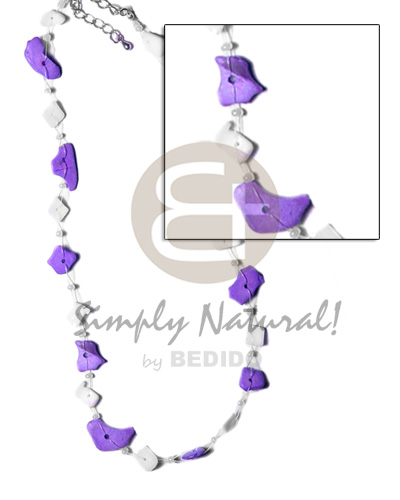 floating lavender coco nuggets and white rose - Shell Necklace