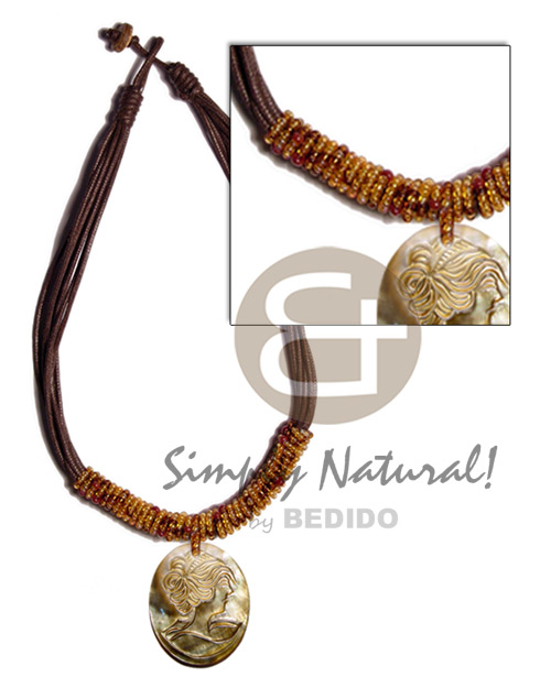 hand made 8 layers wax cord Shell Necklace