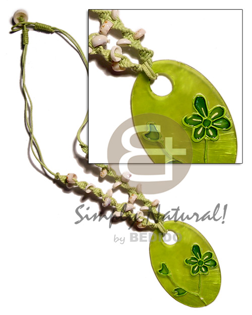 hand made 2 layers twisted wax cord Shell Necklace
